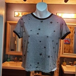 Rue 21 Cropped Star Patterned Tee Size L